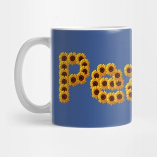 Peace Typography in Yellow Sunflowers Mug